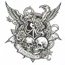 chaos because order has failed, struggle between mind and heart tattoo design idea