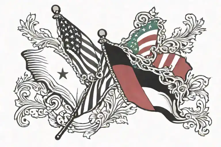 American and Italian flag  tattoo design idea