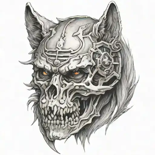 wolf guard skull inside tattoo design idea