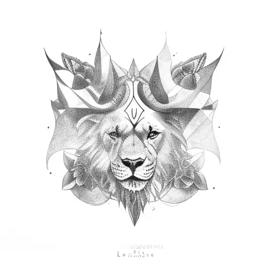 León, sol,  tattoo design idea