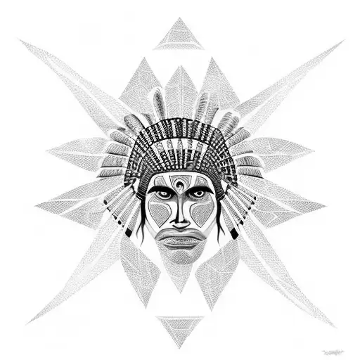 Intricate geometric patterns inspired by indigenous body painting of South America indígena  tattoo design idea