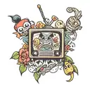 TV with cartoons tattoo design idea