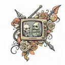 TV with cartoons tattoo design idea