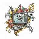 TV with cartoons tattoo design idea