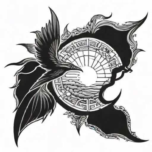 alba sun dawn flying tattoo design idea