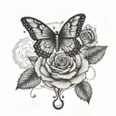 Butterfly and rose mandala hand tattoo in a dotwork style tattoo design idea