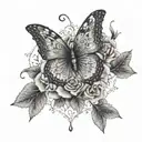 Butterfly and rose mandala hand tattoo in a dotwork style tattoo design idea