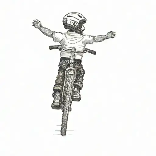 a boy riding a bicycle tattoo design idea