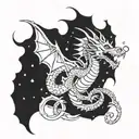 cosmic dragon tattoo design idea