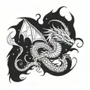 cosmic dragon tattoo design idea