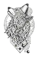 wolf howling at the moon tattoo design idea