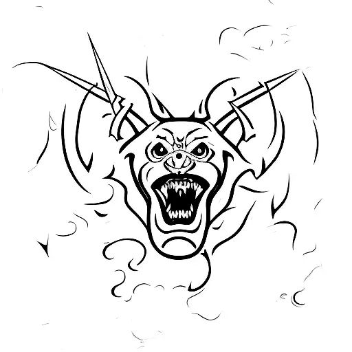 trident with manchester united devil and bite mark tattoo design idea