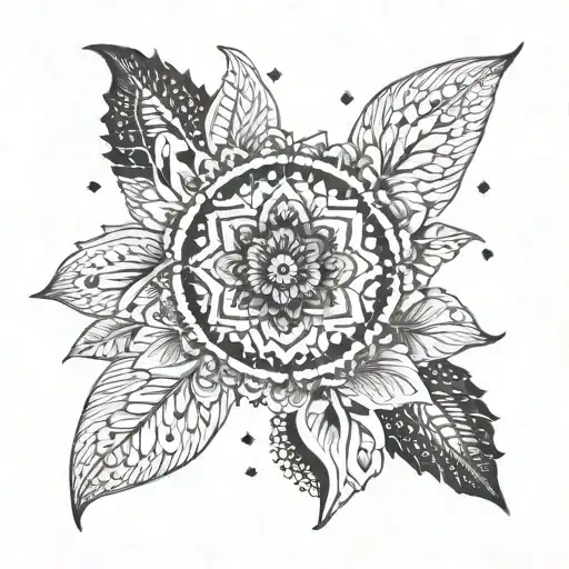 half flower half mandala inspired tattoo design idea
