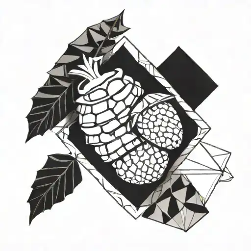 acorn inside a geometric pattern tattoo design idea