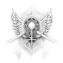 cross with angel wings tattoo design idea