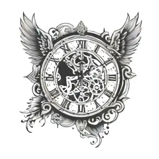 clock face with hands at 8 and 2 tattoo design idea