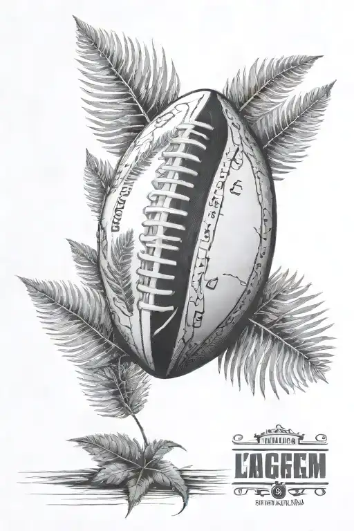half clock half rugby ball with silver fern tattoo design idea