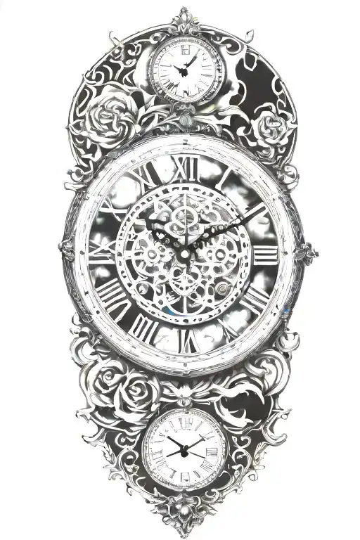 clock face with hands at 8 and 2 tattoo design idea