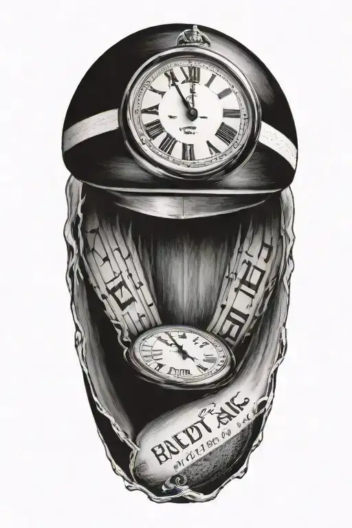 rugby ball with a clock face   tattoo design idea