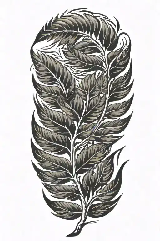 new zealand tribal silver fern single tattoo design idea