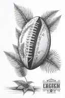 half clock half rugby ball with silver fern tattoo design idea