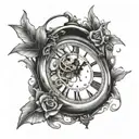 broken clock face with hands at 8 and 2 tattoo design idea