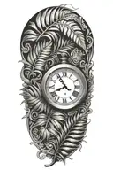 half clock face with a silver fern tattoo design idea