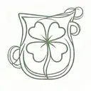 A minimalist tattoo of a four-leaf clover intertwined with the word 'Noah' to represent your son and his Irish heritage tattoo design idea