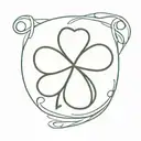 A minimalist tattoo of a four-leaf clover intertwined with the word 'Noah' to represent your son and his Irish heritage tattoo design idea