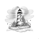 Lighthouse with Roses tattoo design idea