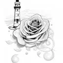 Lighthouse with Roses tattoo design idea