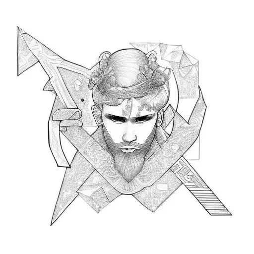 Key with Paul's letters tattoo design idea