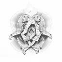 Key with Paul's letters tattoo design idea