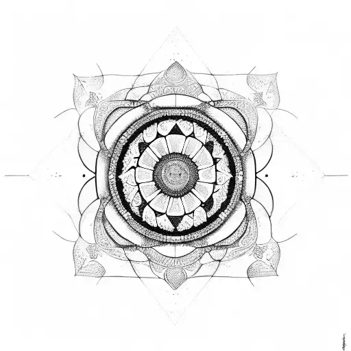 line of life with mandala and geometric style tattoo design idea