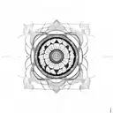 line of life with mandala and geometric style tattoo design idea