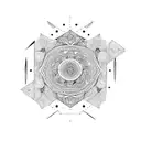 line of life with mandala and geometric style tattoo design idea