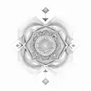 line of life with mandala and geometric style tattoo design idea