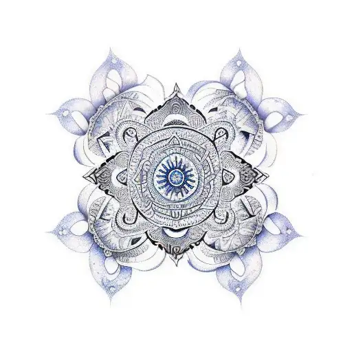 A realistic tattoo design of the Libra zodiac sign surrounded by traditional Indian mandala patterns, symbolizing balance and harmony in your life tattoo design idea