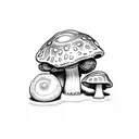  Three mushrooms, with an oyster floor and instead of pearls the others have eyes. as background diamond bars tattoo design idea