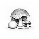  Three mushrooms, with an oyster floor and instead of pearls the others have eyes. as background diamond bars tattoo design idea