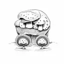  Three mushrooms, with an oyster floor and instead of pearls the others have eyes. as background diamond bars tattoo design idea