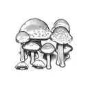  Three mushrooms, with an oyster floor and instead of pearls the others have eyes. as background diamond bars tattoo design idea