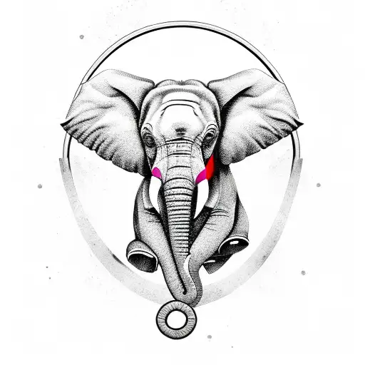 Elephant powerlifting with a ruby barbell tattoo design idea