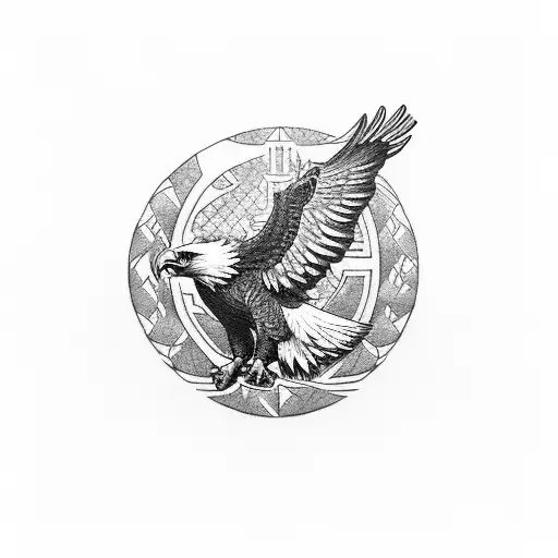Eagle carrying croatian checker tattoo design idea
