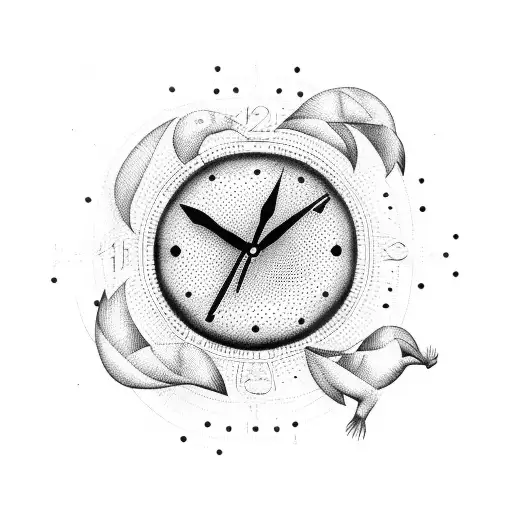 Clock children run tattoo design idea