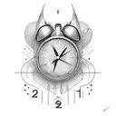 Clock children run tattoo design idea