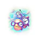 Clock children run tattoo design idea