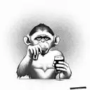 Monkey drinking beer tattoo design idea