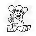 Monkey drinking beer tattoo design idea