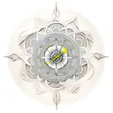 Sand clock with earth and sea and land and wind elements intertwined in a mandala pattern tattoo design idea